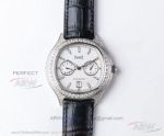 UF Factory Piaget Black Tie Baguette Diamond Case White Dial Leather Strap 42 MM 9100 Watch 